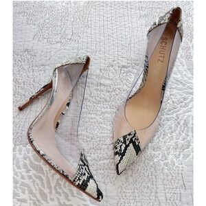 Schutz Cendi Women's Snake-Print Pointed Toe Pumps in Neutral 10.5